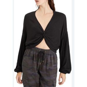 By Together Women’s Black Twist-Front Top Size Medium